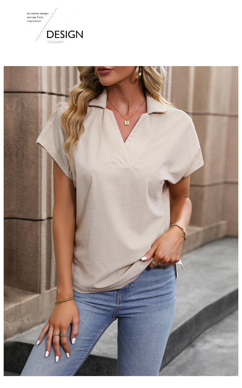 V-neck Temperament Commute Loose-fitting Casual Top