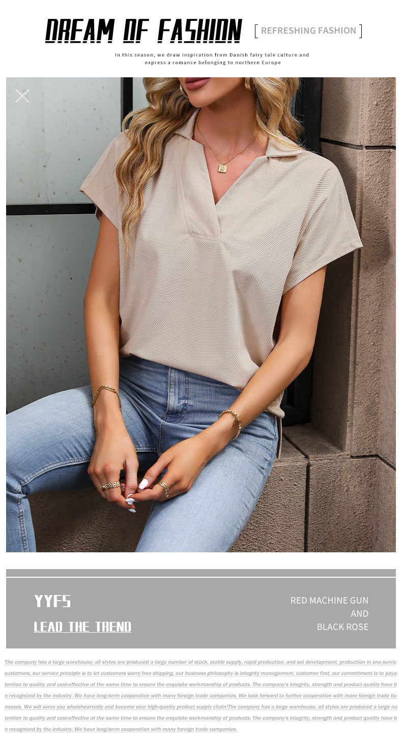 V-neck Temperament Commute Loose-fitting Casual Top