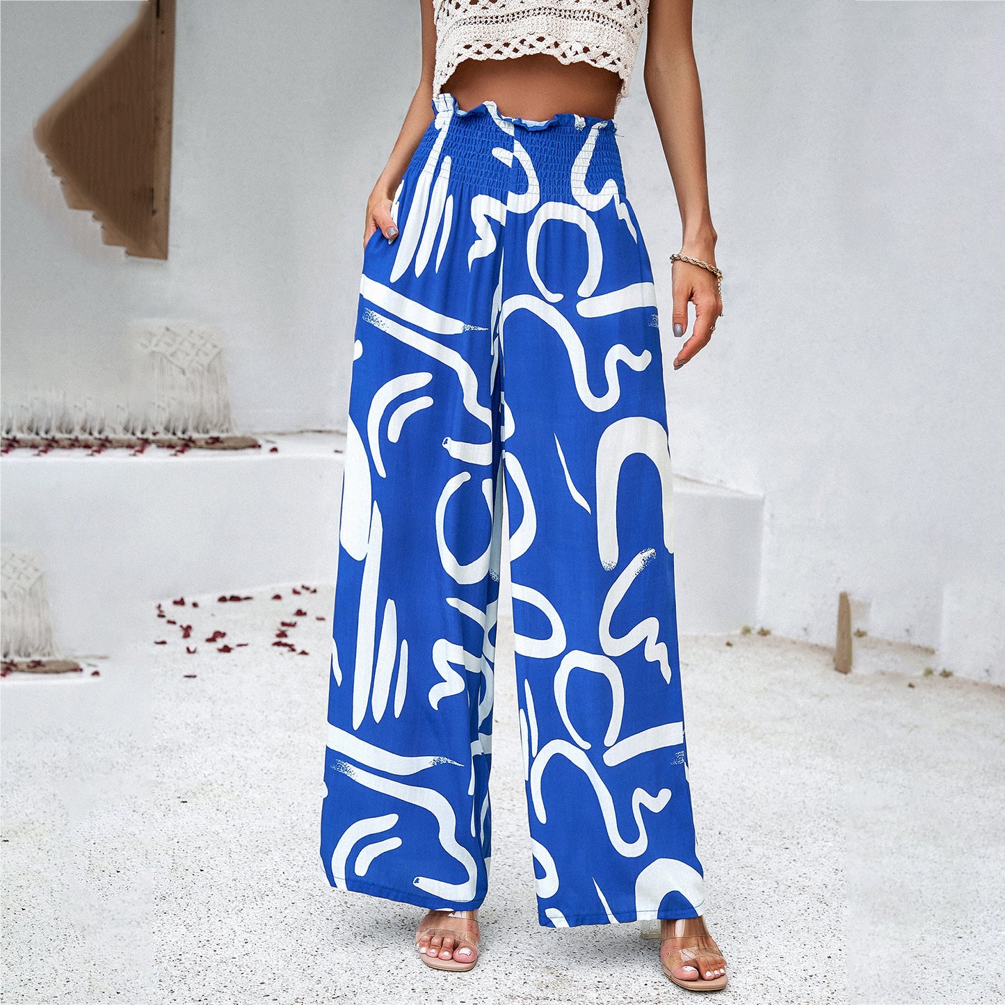 Loose Elastic High Waist Straight Pants
