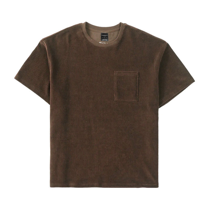 Round Neck Corduroy Casual T-Shirt