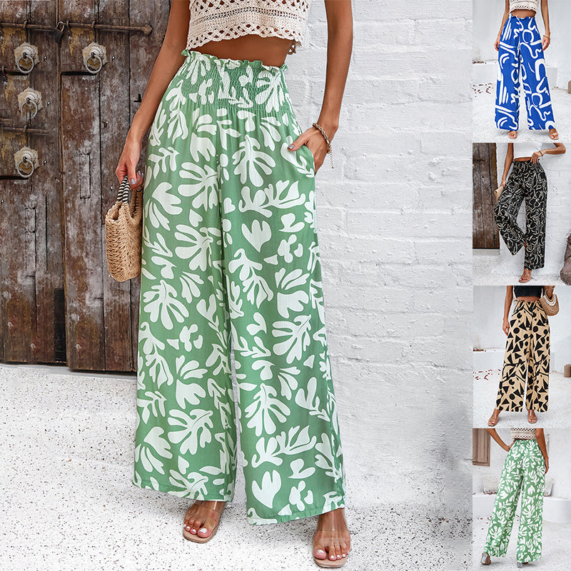 Loose Elastic High Waist Straight Pants