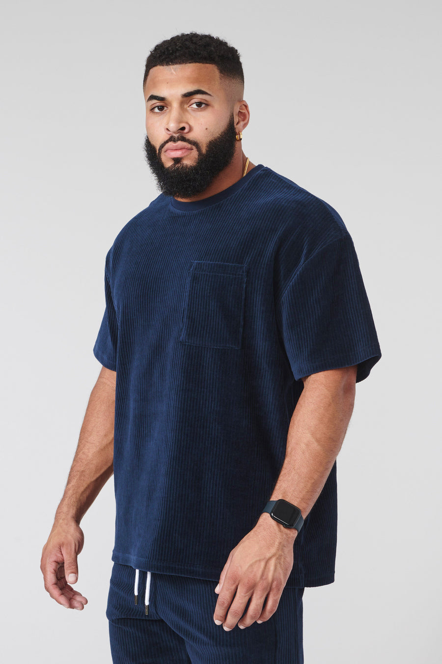 Round Neck Corduroy Casual T-Shirt