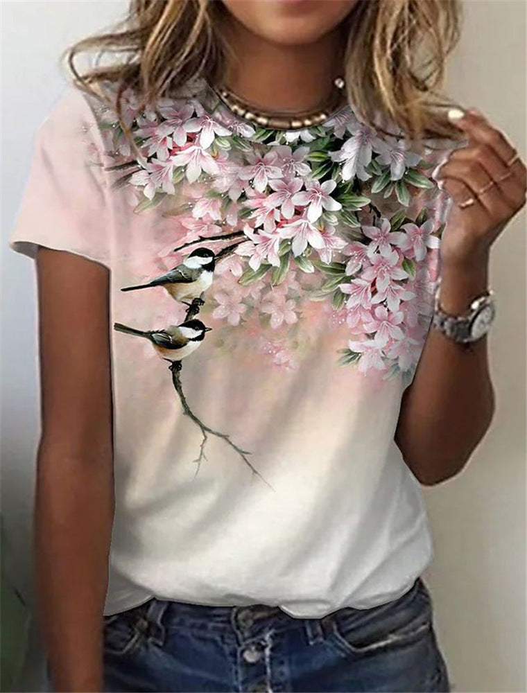 Flower Print Short Sleeve T-Shirt