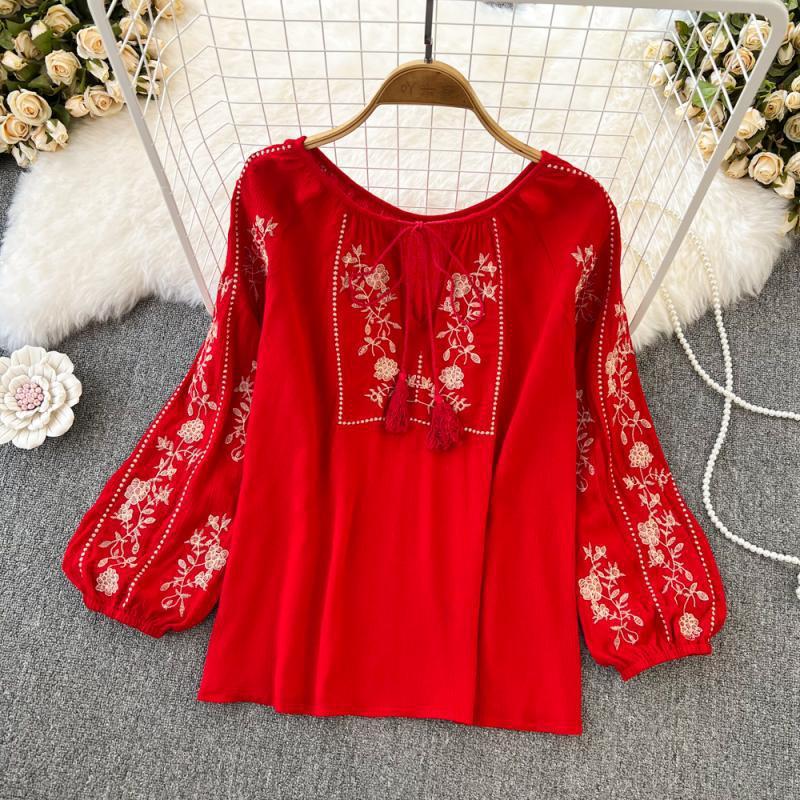 Retro Ethnic Embroidery Loose Top