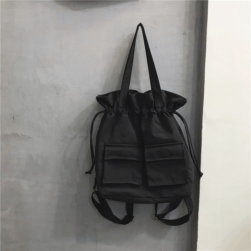 Drawstring Canvas Shoulder Bag