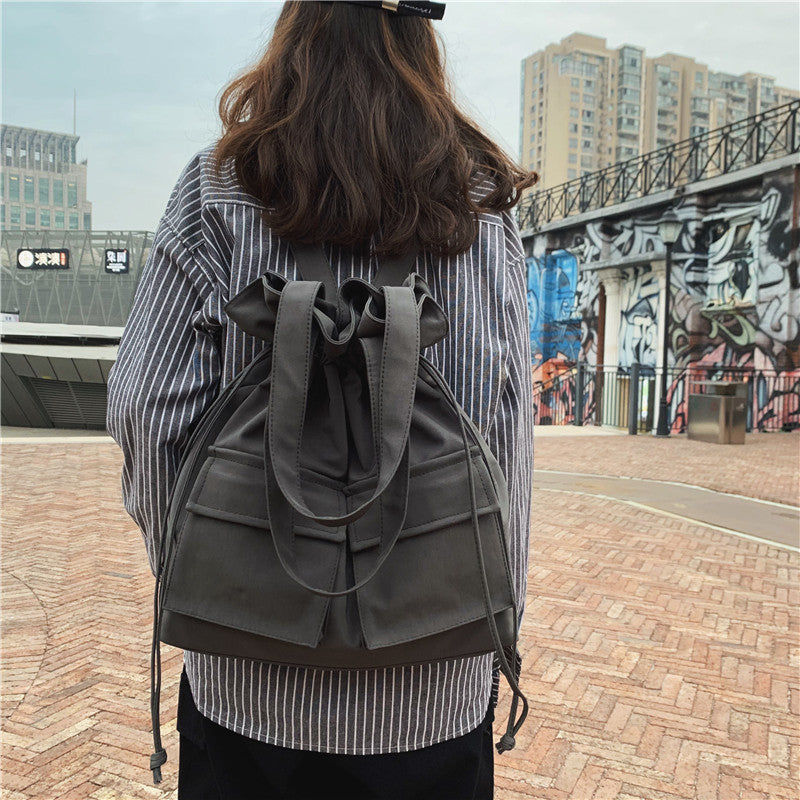 Drawstring Canvas Shoulder Bag