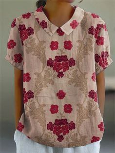 Retro Floral Short Sleeve Top