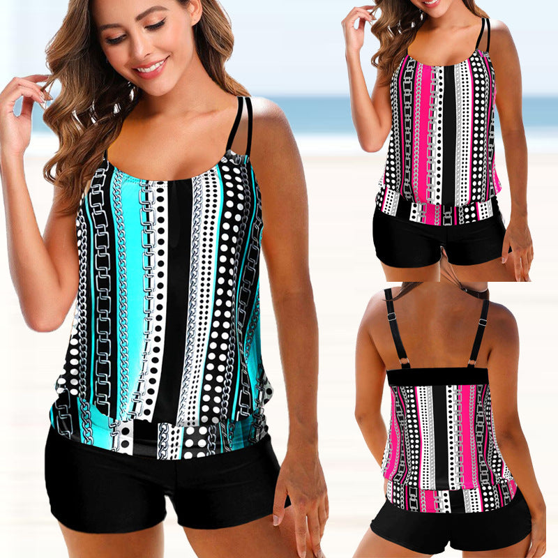 Fashion Printed Split Swimsuit