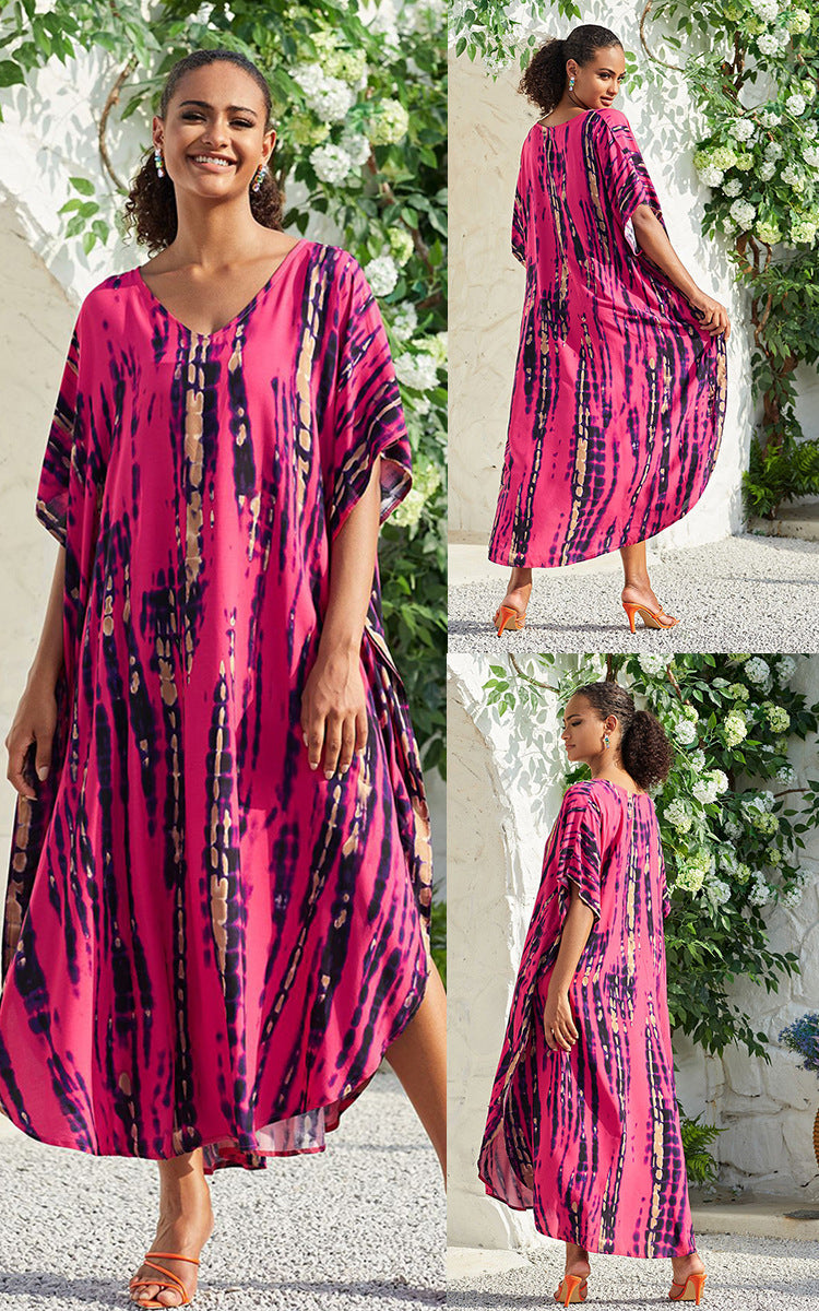 Rayon Tie-dyed Beach Sun Protection Long Dress