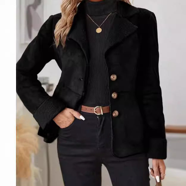 Casual Warm Fur Integrated Lapel Pocket Jacket