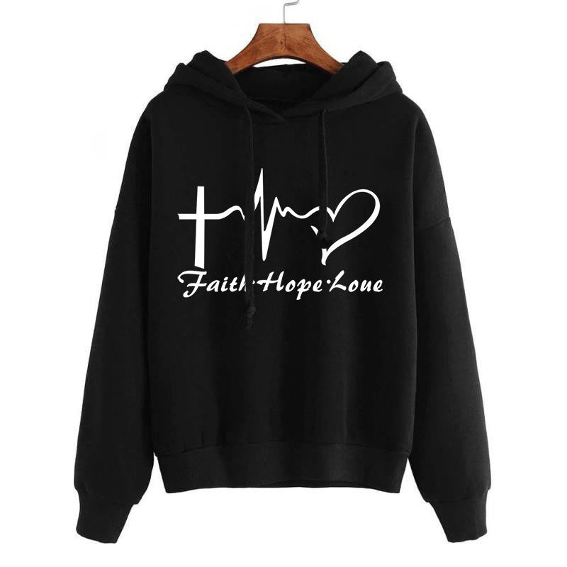 Heart Print Hoodie Sweatshirt