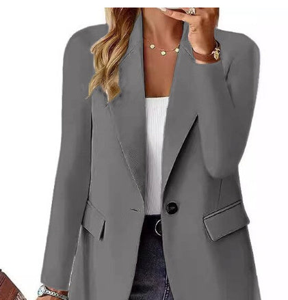 Long Sleeve Solid Color Suit Jacket