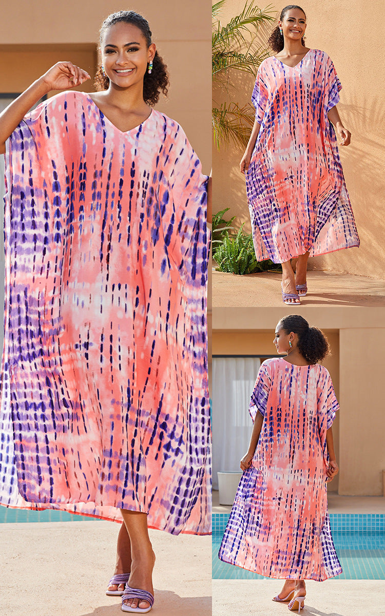 Rayon Tie-dyed Beach Sun Protection Long Dress