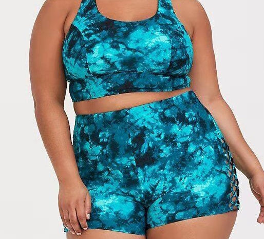 Plus Size Printed Split Swimsuit