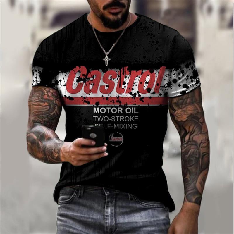 Casual Round Neck Digital Print Slim Short Sleeve Pullover T-Shirt