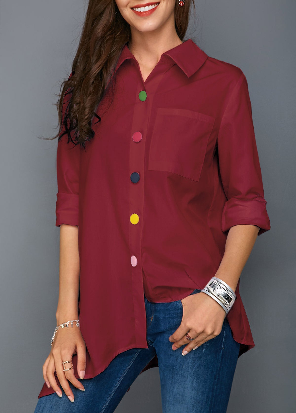 Shirt with Colorful Button