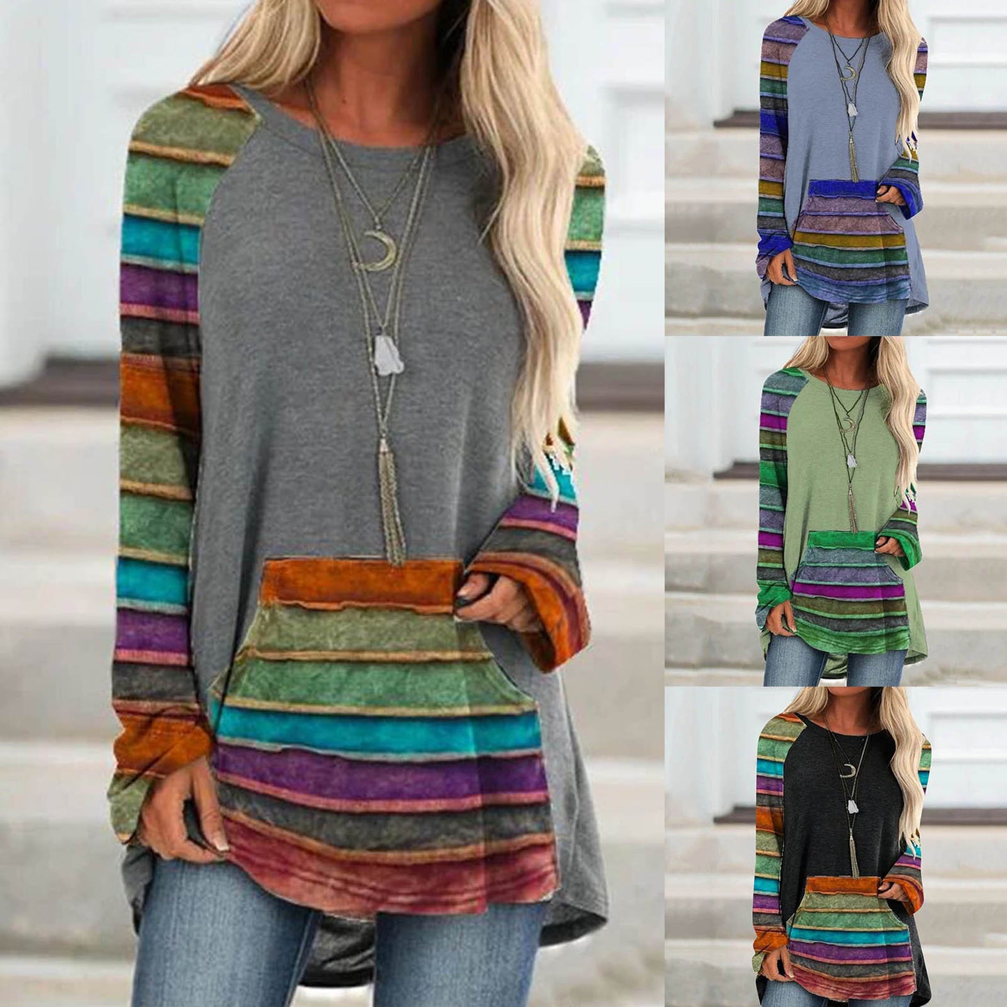 Loose Round Neck Long Sleeve T-Shirt