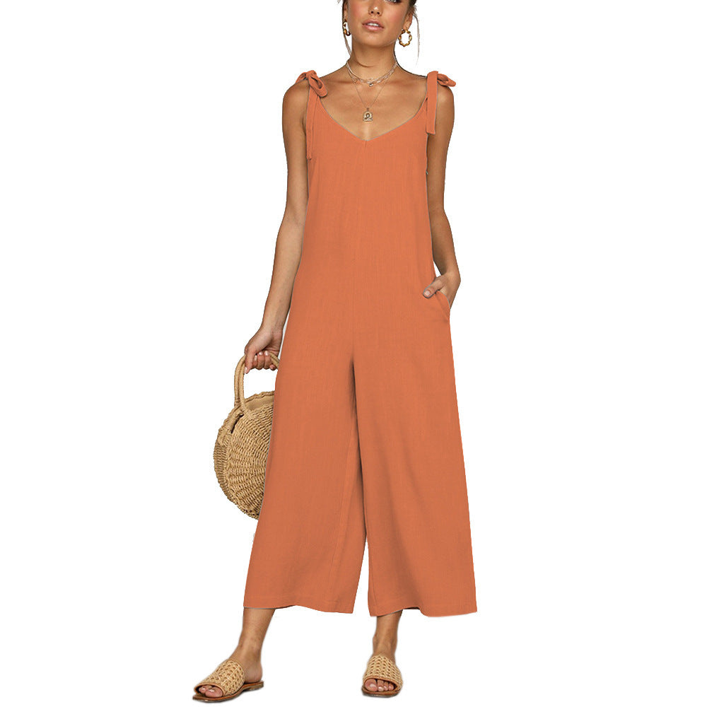 Wide-leg Strap Casual Jumpsuit