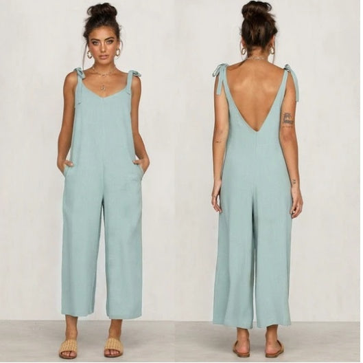 Wide-leg Strap Casual Jumpsuit