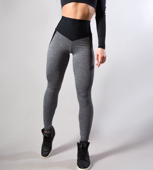 Contrast Color Stitch Hip-Lifting Slim-Fitting Sports Running Fitness Yoga Leggings