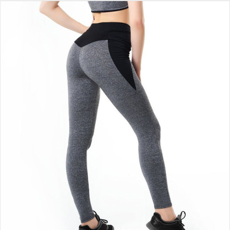 Contrast Color Stitch Hip-Lifting Slim-Fitting Sports Running Fitness Yoga Leggings