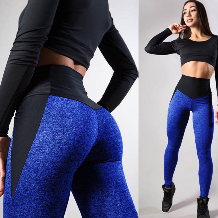 Contrast Color Stitch Hip-Lifting Slim-Fitting Sports Running Fitness Yoga Leggings