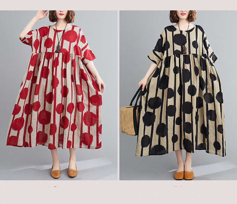 Plus Size Vintage Polka Dot Dress