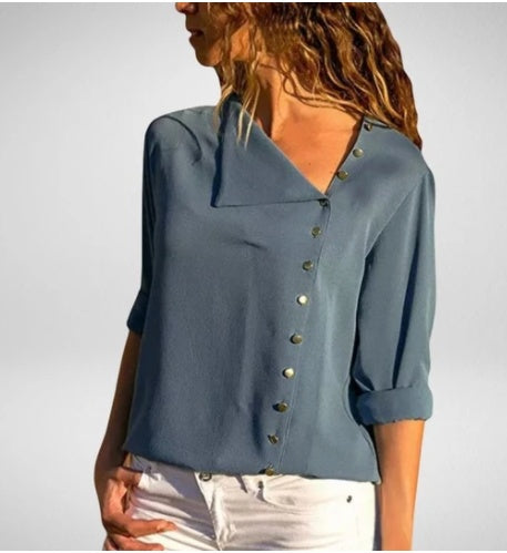 Irregular Oblique Collar Long-sleeved Top