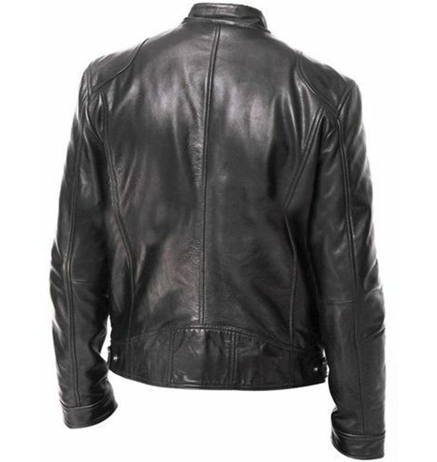 Zipper Pocket Pu Leather Jacket