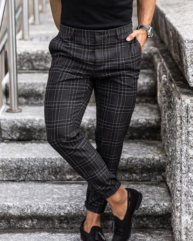 Plaid Print Thin Pants