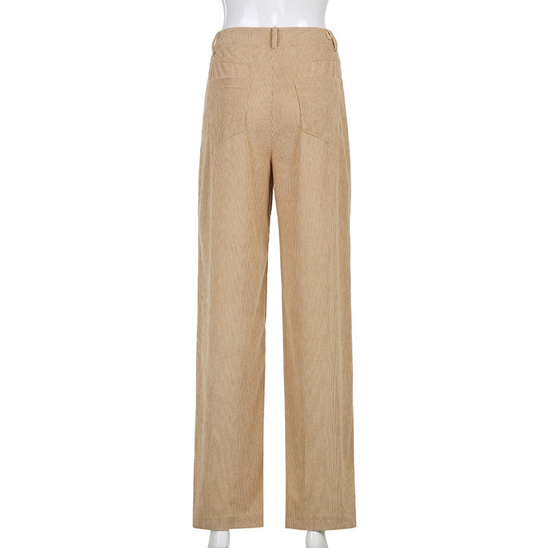 Corduroy Mopping The Floor Drape Wide-Leg Casual Trousers