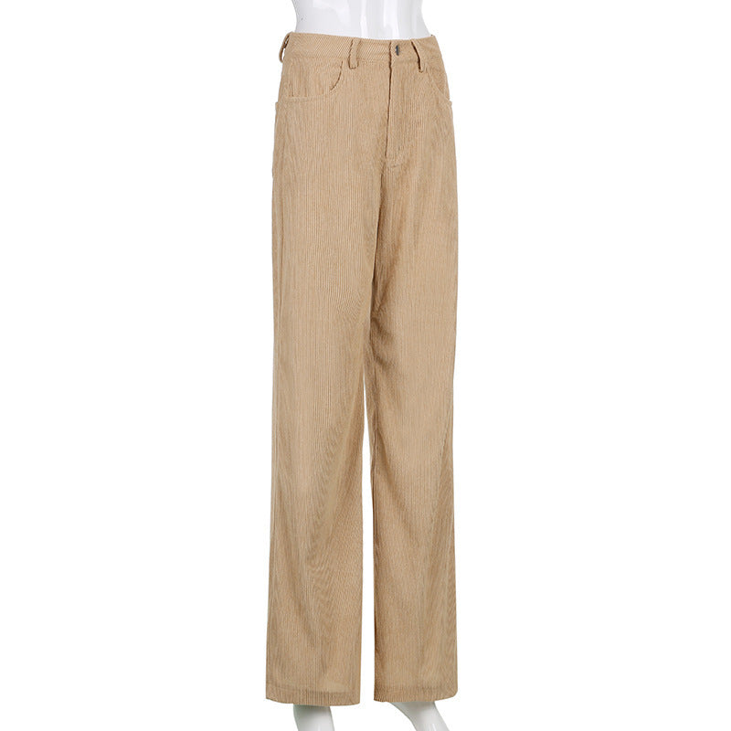 Corduroy Mopping The Floor Drape Wide-Leg Casual Trousers