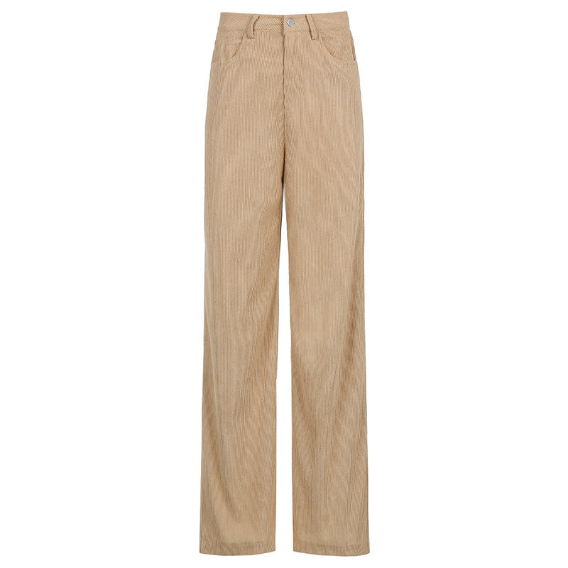 Corduroy Mopping The Floor Drape Wide-Leg Casual Trousers