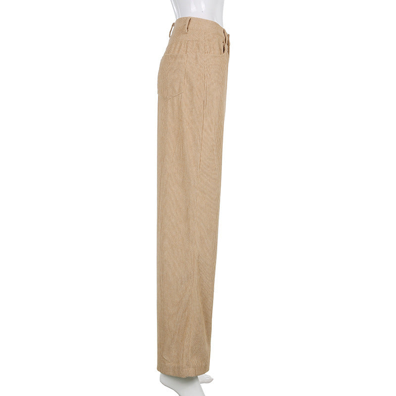 Corduroy Mopping The Floor Drape Wide-Leg Casual Trousers