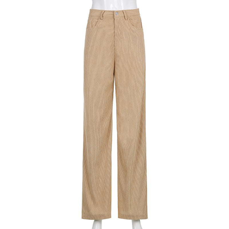 Corduroy Mopping The Floor Drape Wide-Leg Casual Trousers