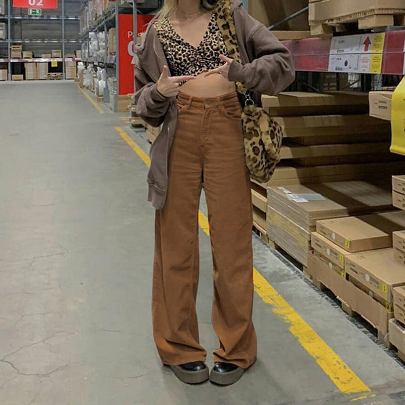 Corduroy Mopping The Floor Drape Wide-Leg Casual Trousers