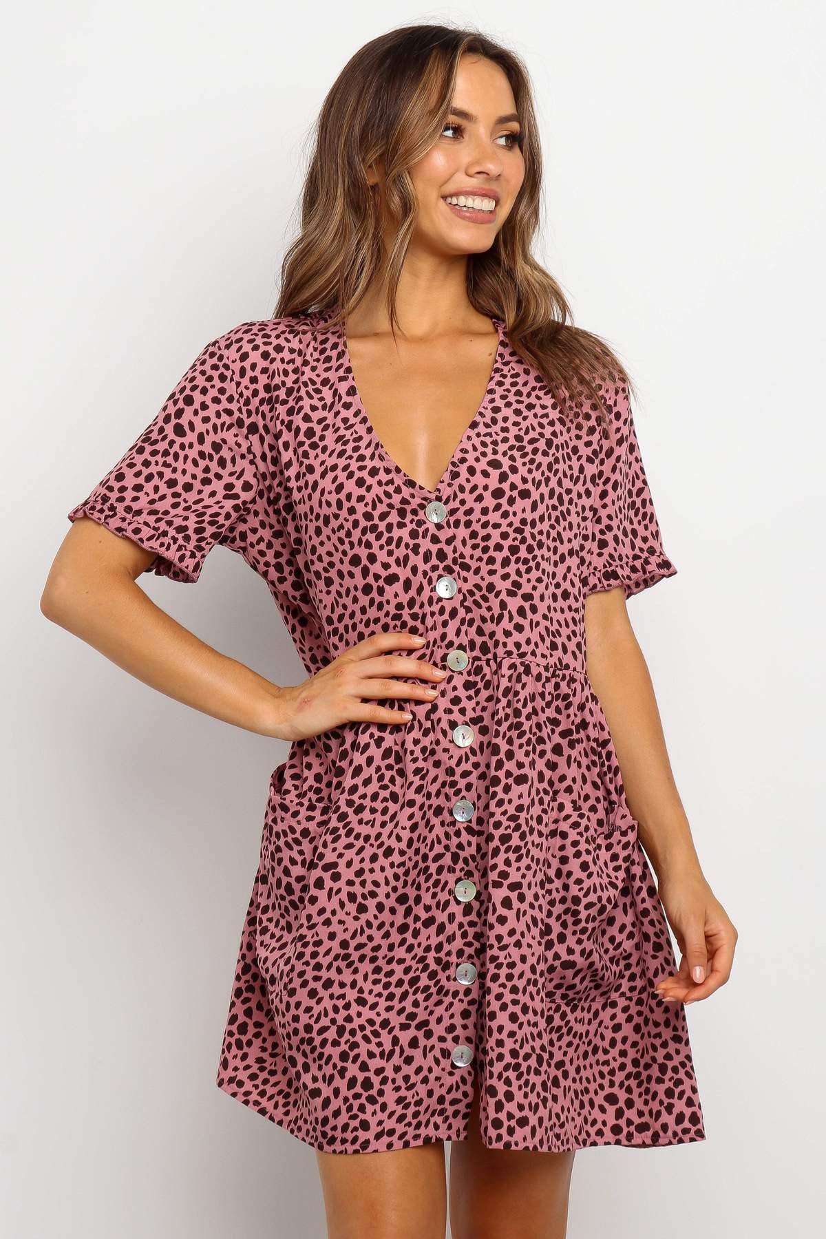 Spring Short Sleeve Dot Printed Dress