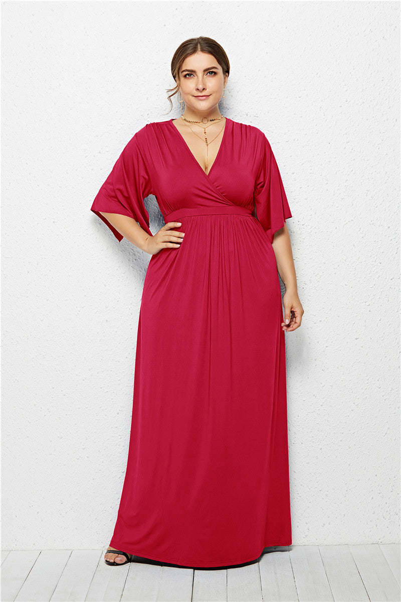 Plus Size Solid Color Long Dress