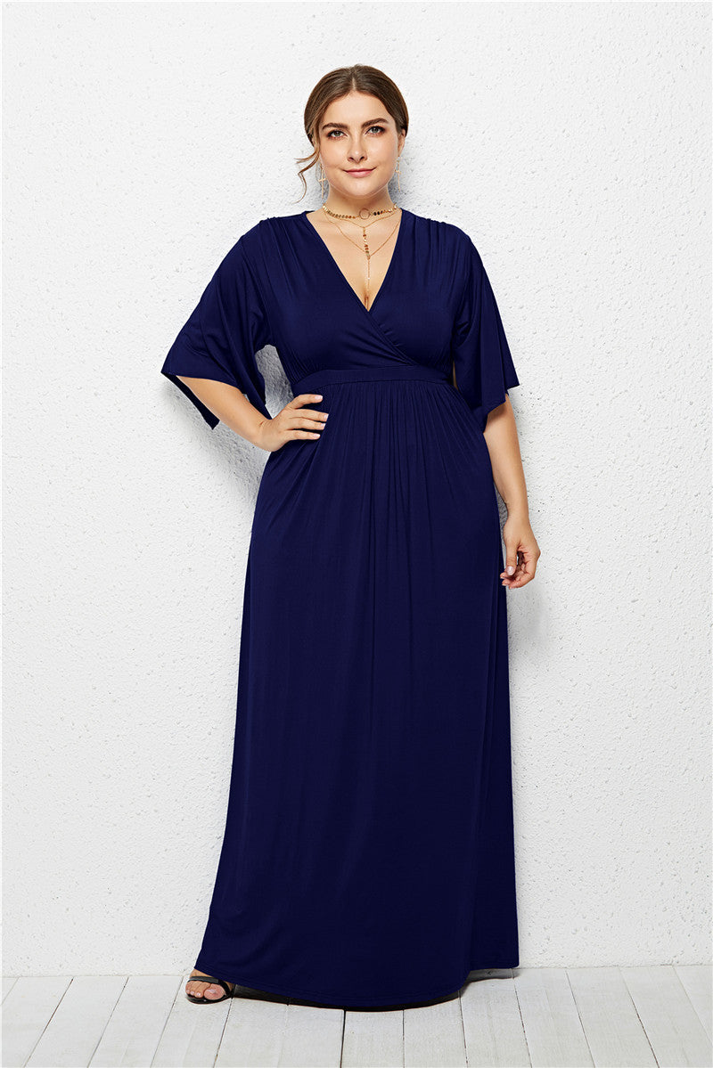 Plus Size Solid Color Long Dress