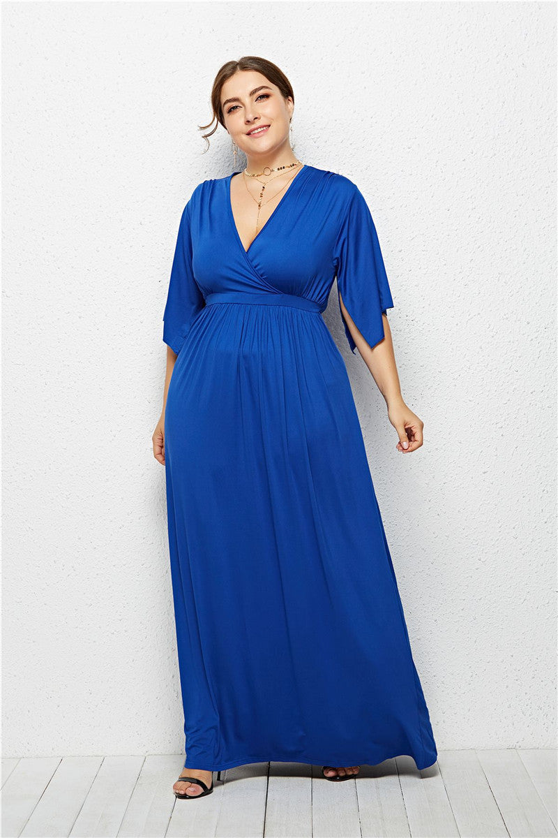 Plus Size Solid Color Long Dress