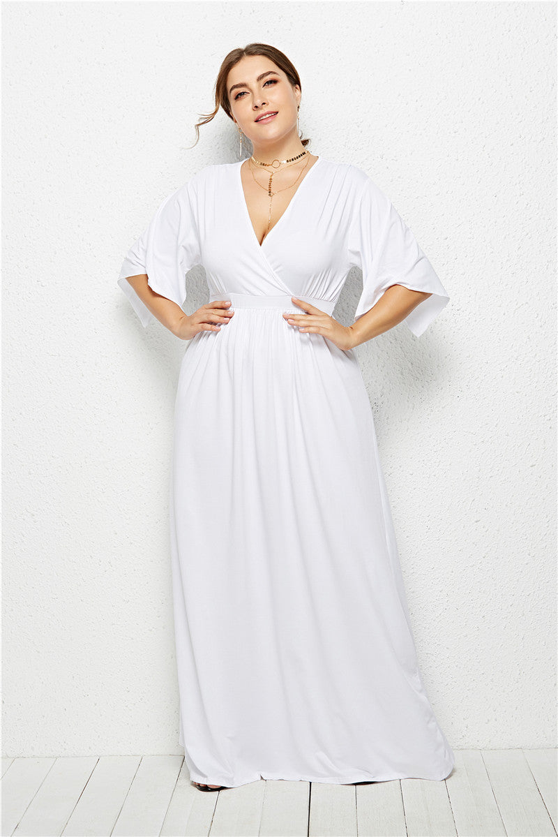 Plus Size Solid Color Long Dress