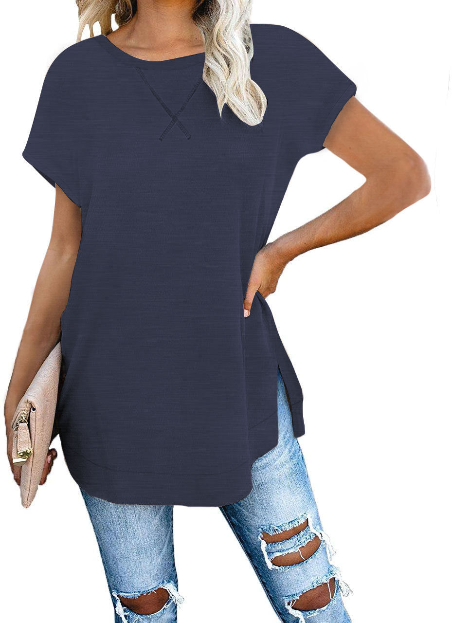 Loose Solid Color Cut-Out T-Shirt