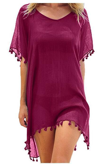 Loose Chiffon Summer Beach Tunic Cover-Up Shirt