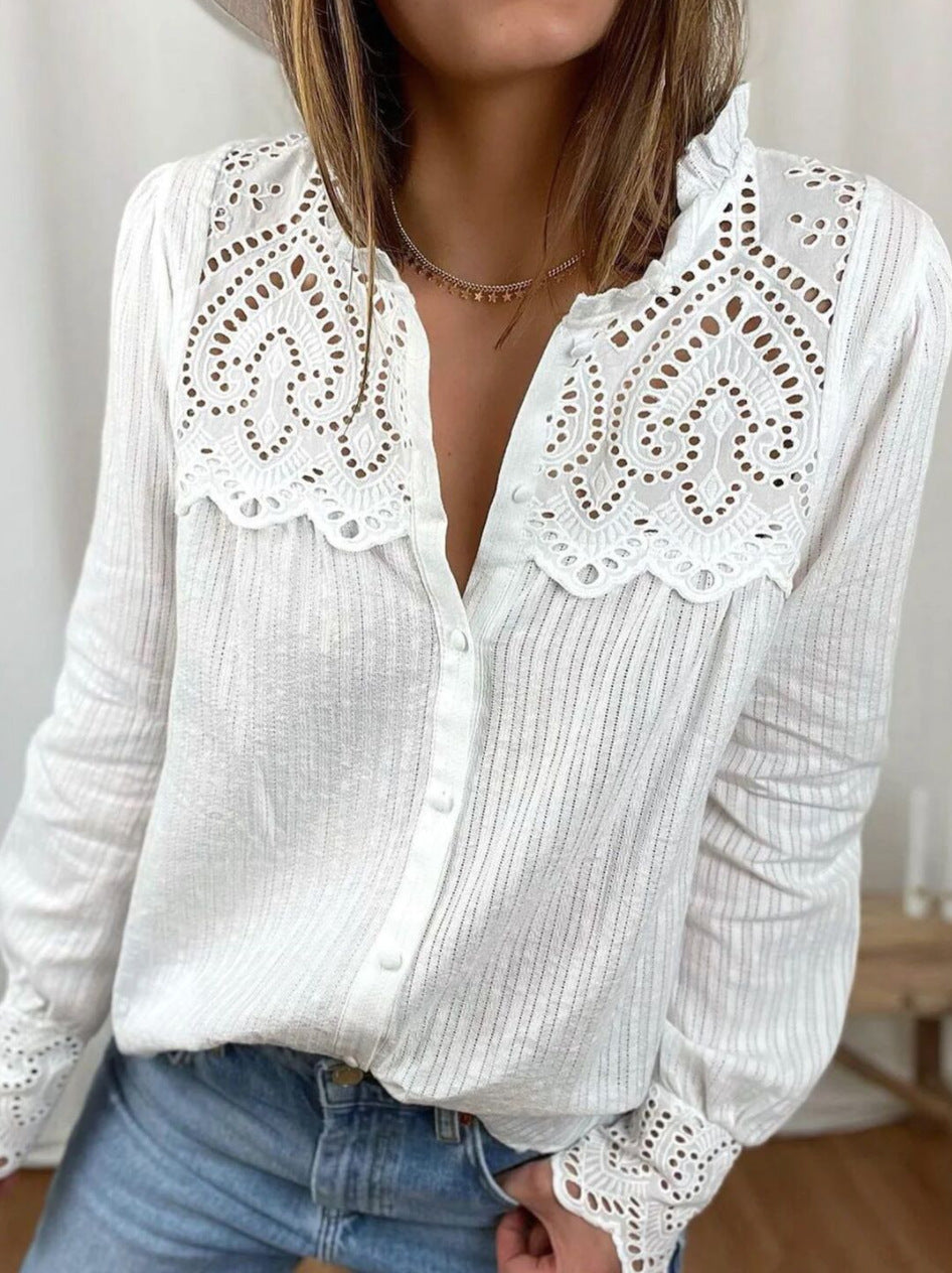 White Lace Detailed Shirt