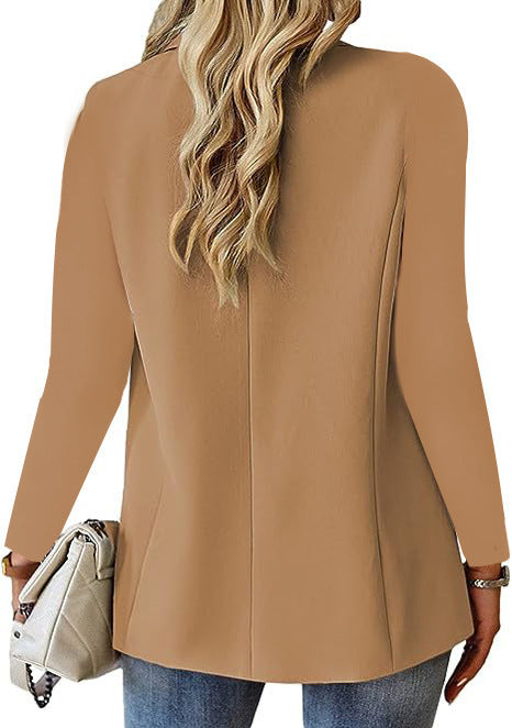 Long Sleeve Solid Color Suit Jacket