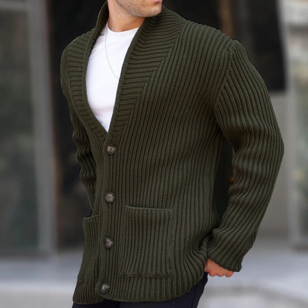 Single-breasted Long Sleeve Lapel Sweater