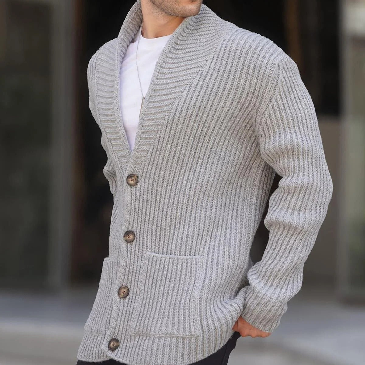 Single-breasted Long Sleeve Lapel Sweater