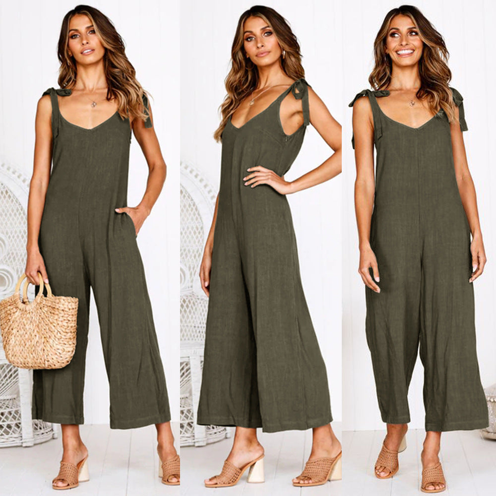 Wide-leg Strap Casual Jumpsuit