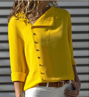 Irregular Oblique Collar Long-sleeved Top