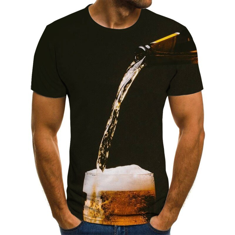 Cold Beer 3D Color Print Short-Sleeved T-Shirt